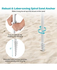 Gouun 6.5 ft Fringed Beach Umbrella with Upf 50+ Protection Push-Button Tilt and Sand Anchor