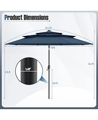 Gouun 10 ft Solar Patio Umbrella with 32 Led Lights and Three-Tier Vented Canopy