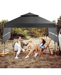 Gouun 10 x 17.6 ft Pop Up Canopy Tent with Dual Half Awnings and Wheeled Carry Bag