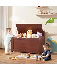 Sugift Wooden Toy Chest for Kids, with Safety Hinge, Cherry
