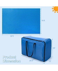Sugift 32FT x 16FT Rectangle Swimming Pool Cover 12-mil Heat Retaining Pool Solar Blanket with Carrying Bag