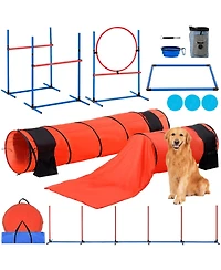 Cozito Dog Agility Training 7 Piece 2 Tunnels Hurdles Weave Poles