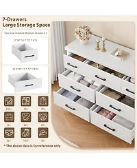 gaomon Bedroom 7 Drawer Dresser, Chest of Drawers with Metal Handles, Engineered Wood Storage Organizer.