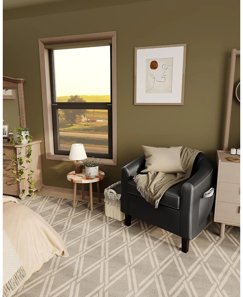 gaomon Leather Accent Chairs Barrel Club Chairs Comfy Living Room Chairs with Sturdy Legs for Bedroom Reading Room Waiting Room Office