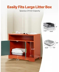 Gouun 31-Inch Hidden Cat Litter Box Enclosure with Shelf and Storage, Enclosed Washroom Cabinet Furniture