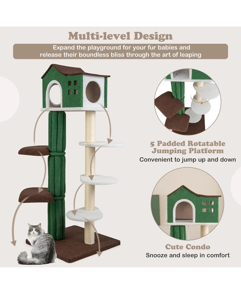 Cozito Cat Tree Multi-Level with Condo and Anti-Tipping Device