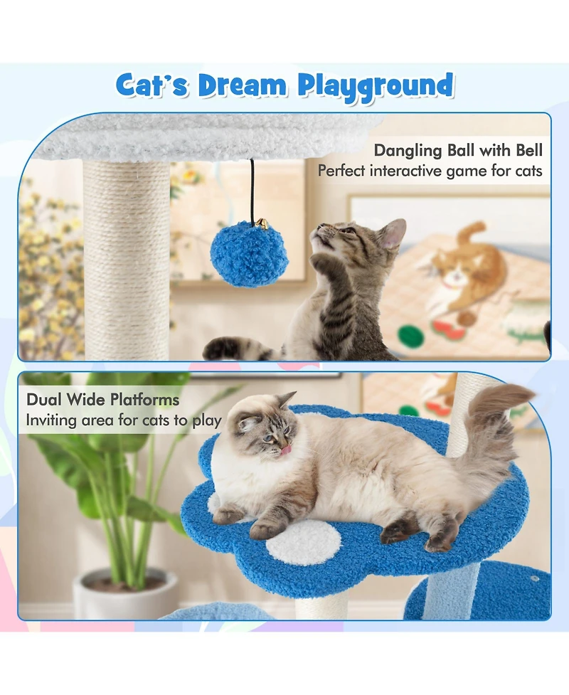 Cozito Cat Tree 54 inch Modern 6-Tier Tower with Teddy Plush