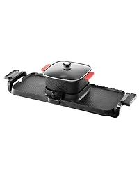 Ecooso 2300W 2-in-1 Electric Hot Pot with Grill, Removable Pot, Dual Temperature Control, Serves 1-6