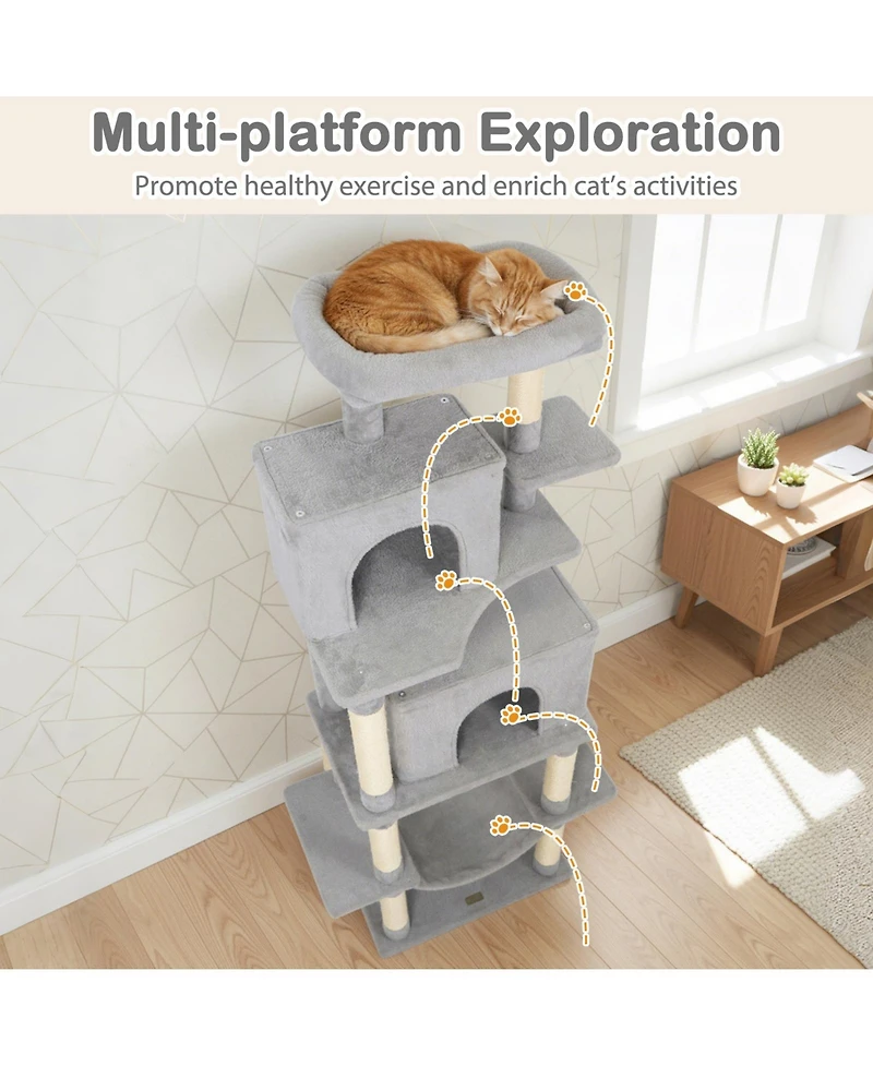 Cozito Cat Tree 70 in Tall for Indoor Cats Multi-Level Tower