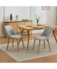 gaomon 4 Dining Chairs,Modern Fabric Upholstered Kitchen Side Chairs,Curved Backrest Dining Chairs with Oak Legs