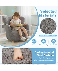 Sugift Sherpa Kids Sofa Comfy Toddler Armchair with Solid Rubber Wood Legs