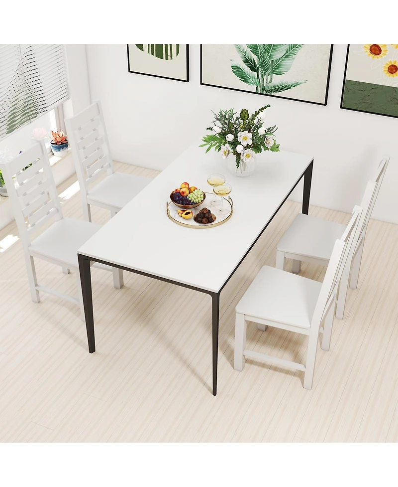 Sugift Wooden Dining Chair Set of 2 Solid Rubber Wood Kitchen Chairs