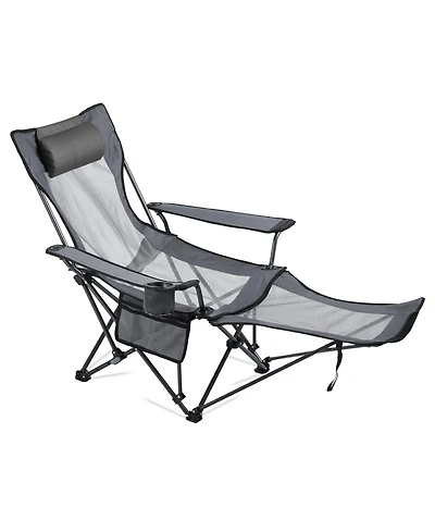 Mecale Reclining Camping Chair with Headrest and Foot Rest 220 lbs