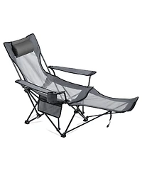 Mecale Reclining Camping Chair with Headrest and Foot Rest 220 lbs