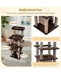 Cozito Cat Tree 58 in with Swaying Aerial Condo and Plush Bed