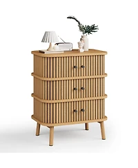 gaomon Bedroom 3 Drawer Dresser, Mid Century Modern Wood Chest with Sliding Door Accent, Storage Cabinet.