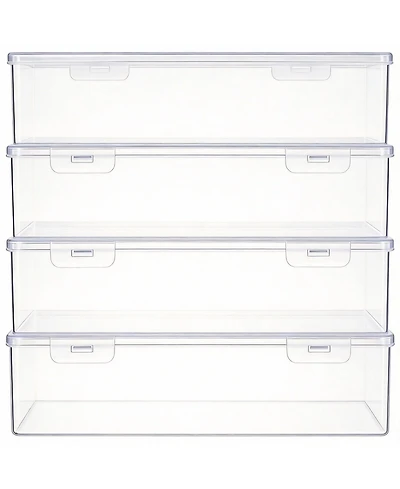 Gnuadz Clear Stackable Organizer Box with Lid for Crafts Tools Makeup 1.3 qt