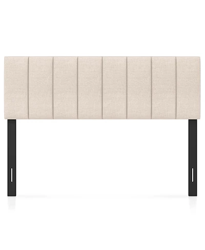 Sugift Linen Upholstered Headboard with Solid Wood Legs and Adjustable Width