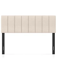 Sugift Linen Upholstered Headboard with Solid Wood Legs and Adjustable Width