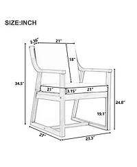 Rainsken Outdoor Dining Chair Set of 2, Sturdy Acacia Wood Armchairs with Curved Support and Removable Cushions for Patio, Garden and Poolside