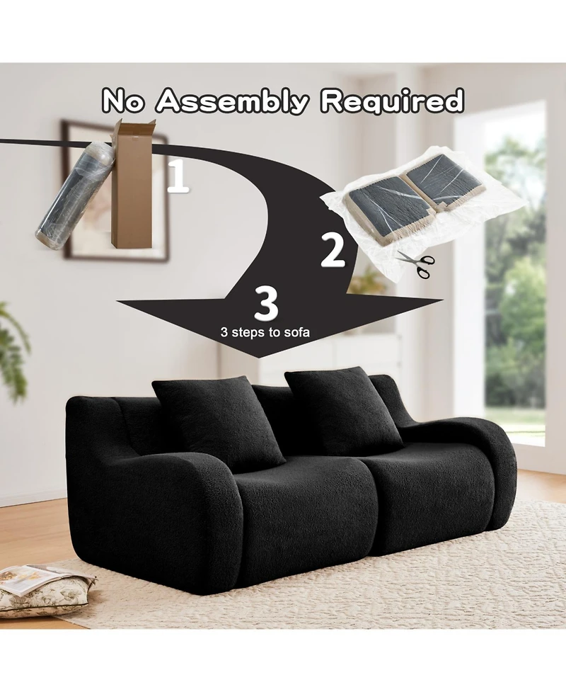Streamdale Furniture Soft Teddy Fabric Boneless Sofa, No Assembly, Anti-Slip