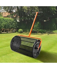 Sugift Compost Spreader, 24" Wide, Adjustable Handle for Lawn and Garden Use