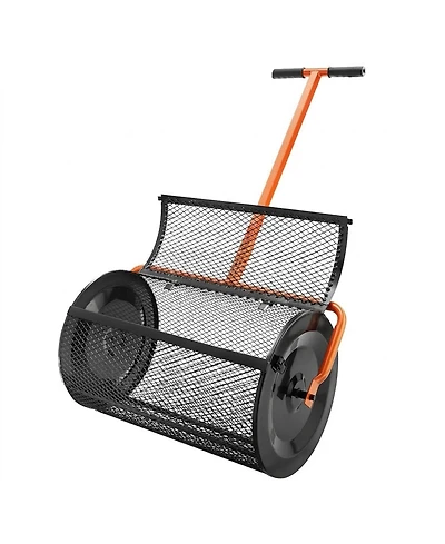 Sugift Compost Spreader, 24" Wide, Adjustable Handle for Lawn and Garden Use