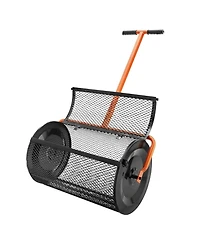 Sugift Compost Spreader, 24" Wide, Adjustable Handle for Lawn and Garden Use