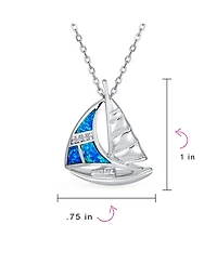 Bling Jewelry Nautical Created Opal Sailboat Necklace Pendant