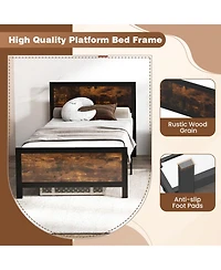 Sugift Twin Size Metal Bed Frame with Headboard and Footboard