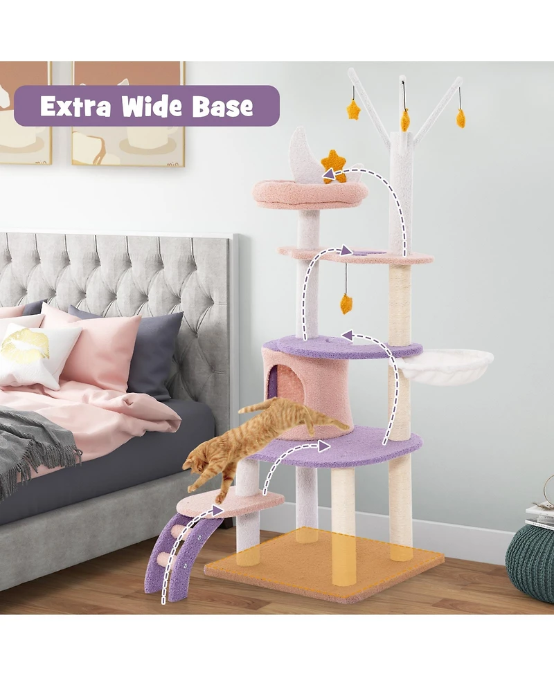 Cozito Cat Tower Multi-Level Star Moon Theme with Sisal Posts