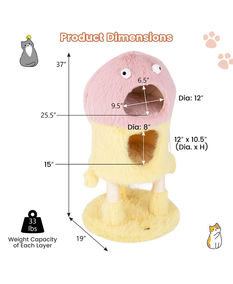 Cozito Cat Tower Monster-Themed with 2 Condos 3-Level Activity