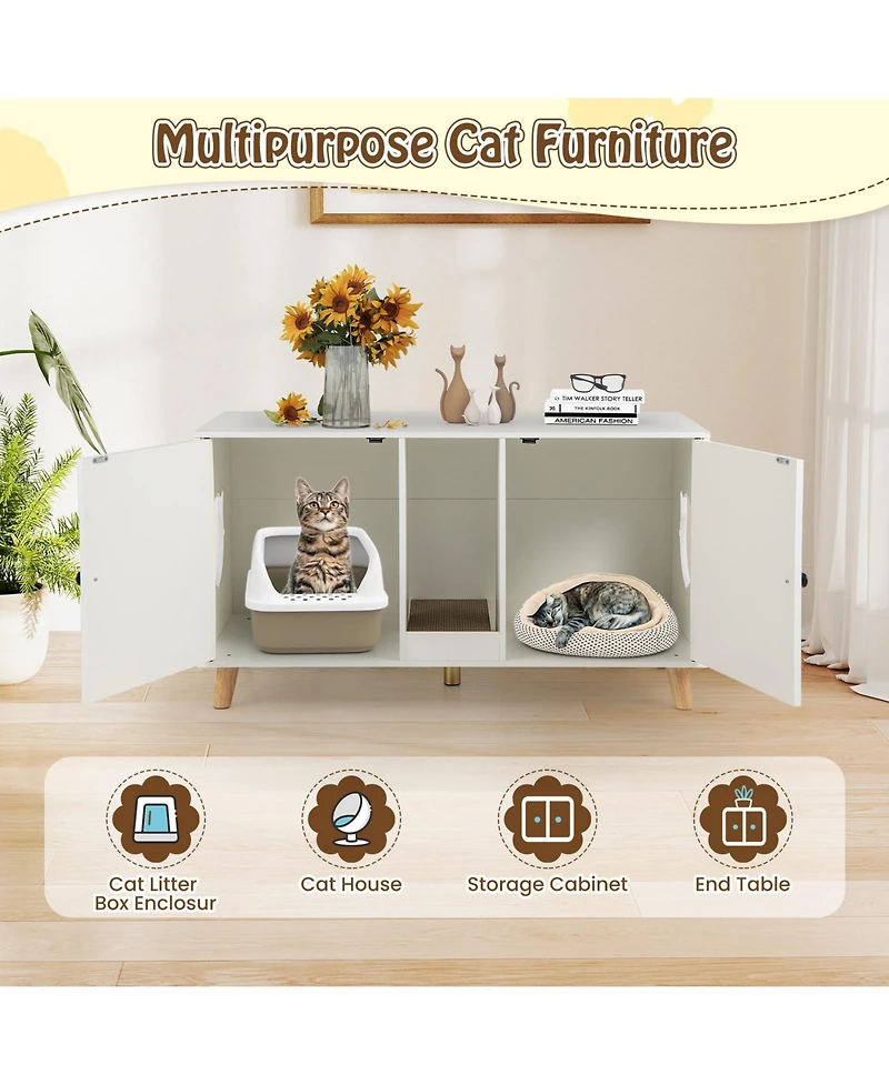 Cozito Cat Litter Box Enclosure 43 in Sisal Mats Rubber Legs