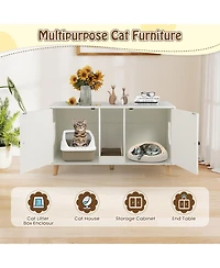 Cozito Cat Litter Box Enclosure 43 in Sisal Mats Rubber Legs