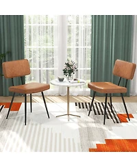 Gymax Dining Chairs Set of 4 Width Pu Leather Cover Filled Sponge Waterfall Seats