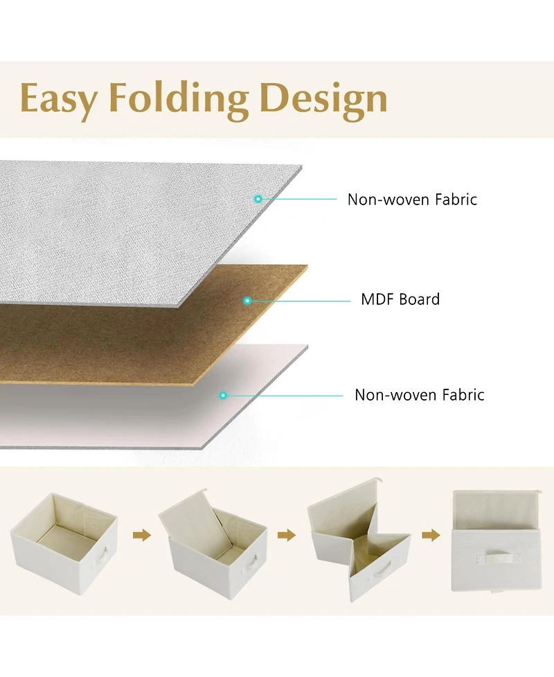 Sugift Fabric Dresser with 6 Drawers with 6 Folding Fabric Bins for Bedroom Living Room.