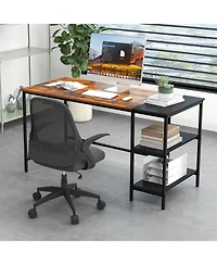 Sugift 55 Inch Modern Industrial Style Study Writing Desk with 2 Storage Shelves