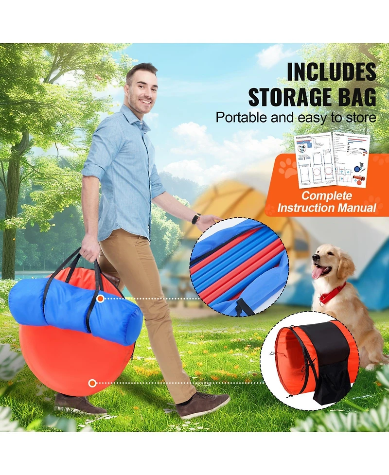 Cozito Dog Agility Training Set 5 Piece Tunnel Hurdles Weave Poles