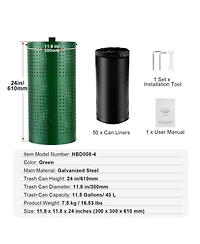 Cozito Dog Poop Trash Can 11.5 Gallon 50 Liner Bags Outdoor