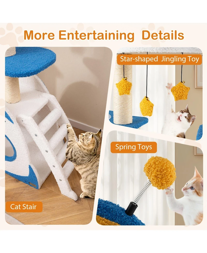 Cozito Cat Tree Space Theme Multi-Level with Sisal Scratch Posts