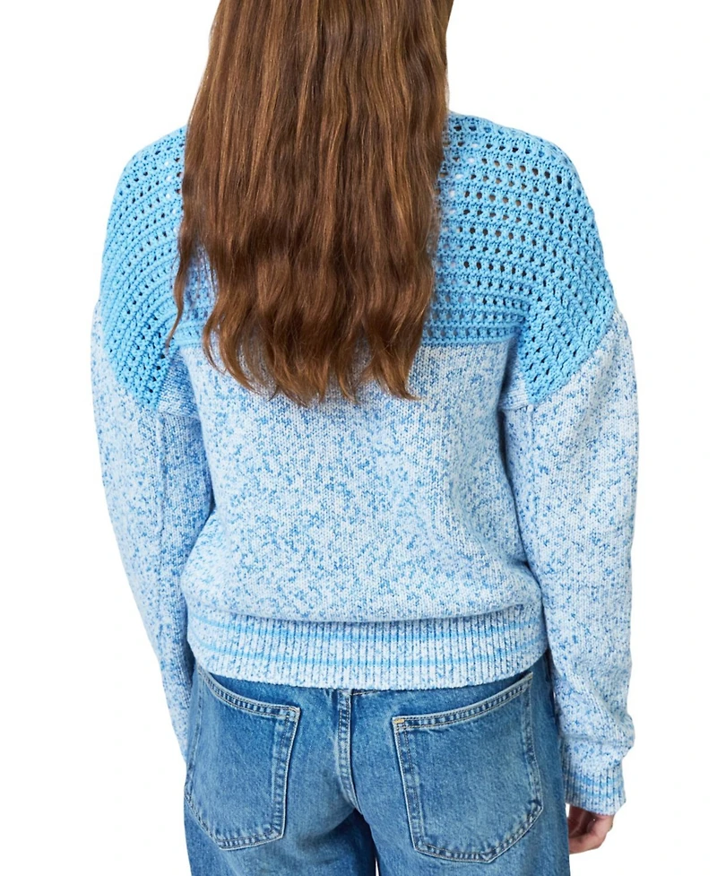 Central Park West Women's Clover Mesh Sweater Bomber