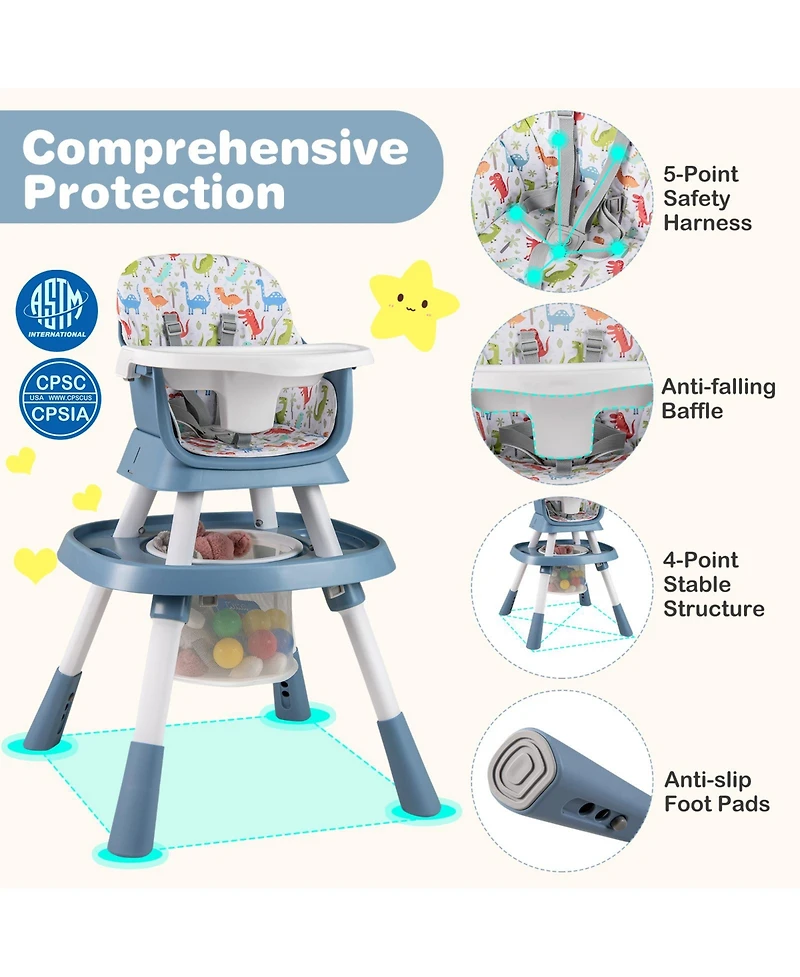 Sugift 16-in-1 Baby High Chair with Activity Center and Booster Seat for Babies and Toddlers