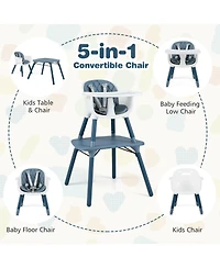 Sugift 4-in-1 Baby Convertible Toddler Table Chair Set with Pu Cushion