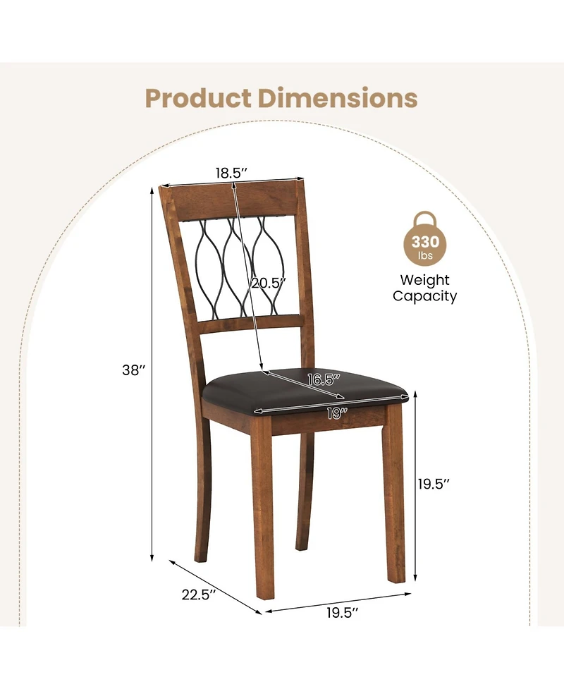 Sugift Set of 2 Dining Chair Fabric/Faux Leather Upholstered with Padded Seat