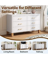 Rainsken Home Storage Chest of Drawers, Modern 6-Drawer Dresser with Metal Handles and Durable Solid Wood Legs for Bedroom
