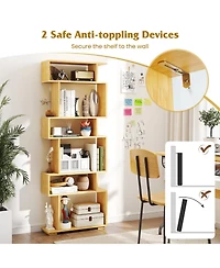 Sugift 6-Tier Geometric Bookshelf with 2 Anti-Tipping Kits for Home Office