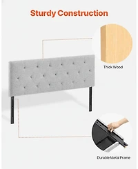 Gouun Diamond Tufted Full Size Upholstered Headboard with Adjustable Height, 56.3 in Wide