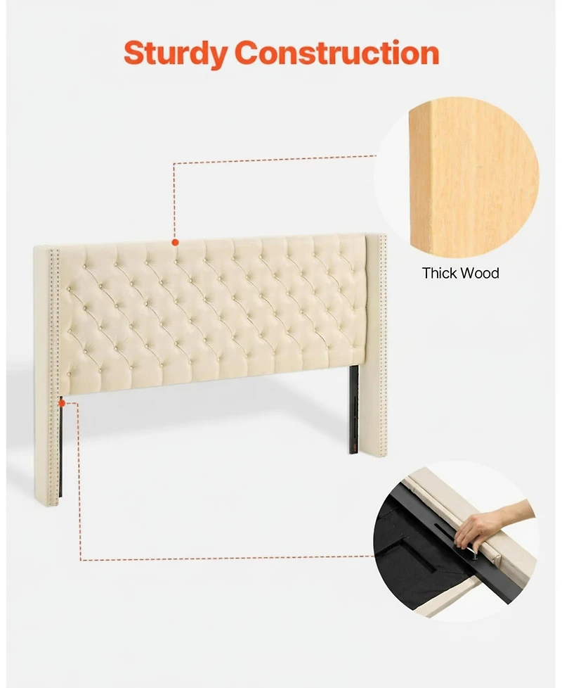Gouun Diamond Tufted Upholstered Headboard with Adjustable Height, 84.1 in Wide