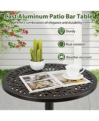 Slickblue 41.5 Inch Patio Round Bar Table Cast Aluminum Bistro Table for Garden