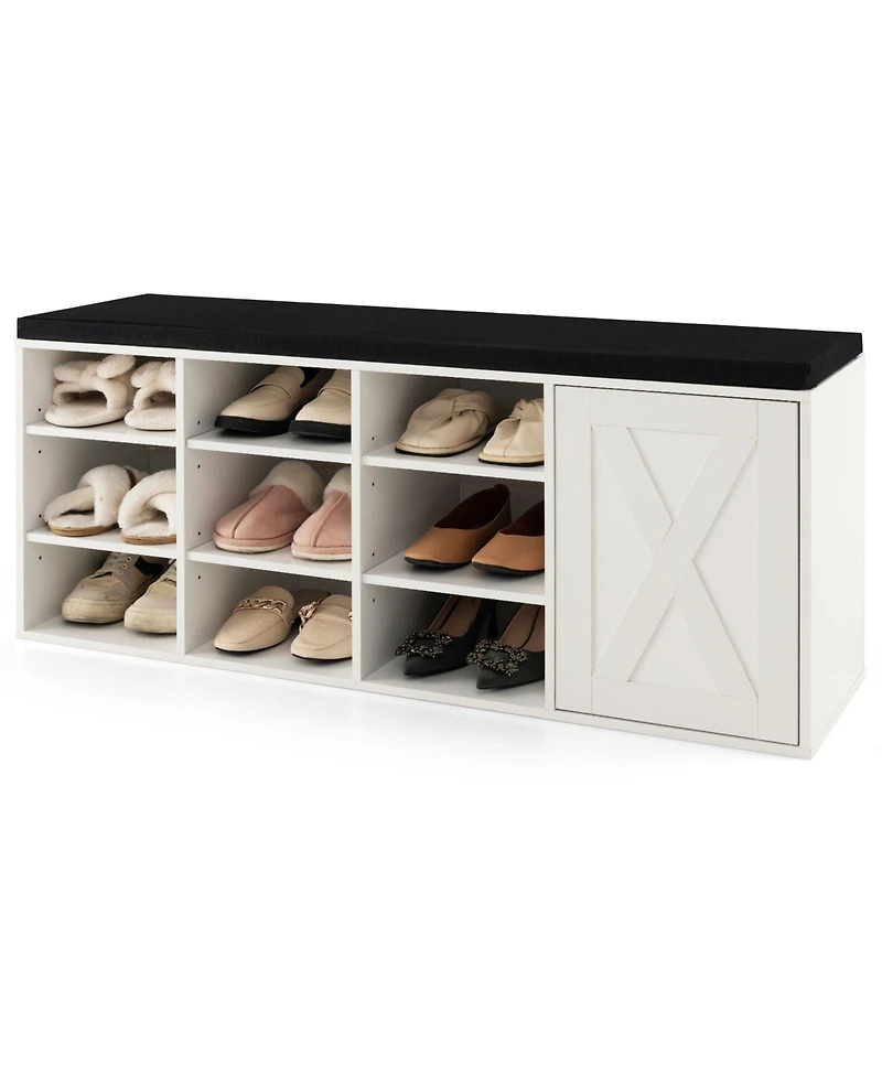 Gouun 9-Cube Shoe Bench with Adjustable Shelves and Removable Cushion